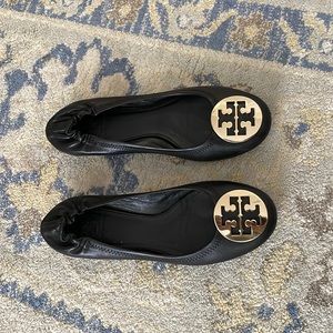 Tory Burch classic Reva Ballet/Black-Gold/8.5